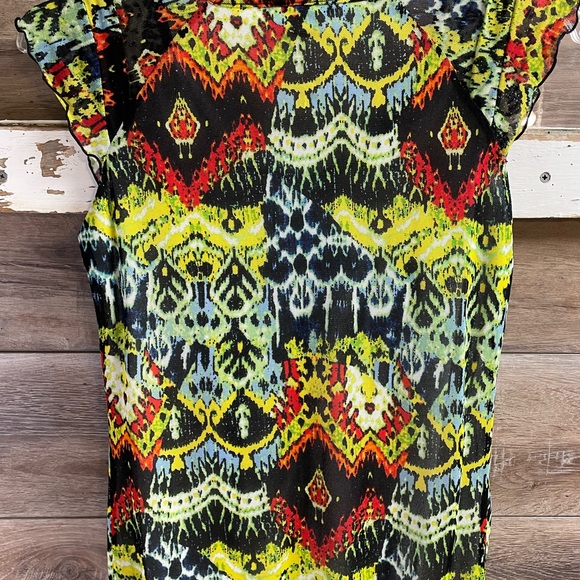 Tribella Ladies Scoop Neck Beaded Top, Size Small, Black,Red,Green,Yellow, Blue - Picture 6 of 7